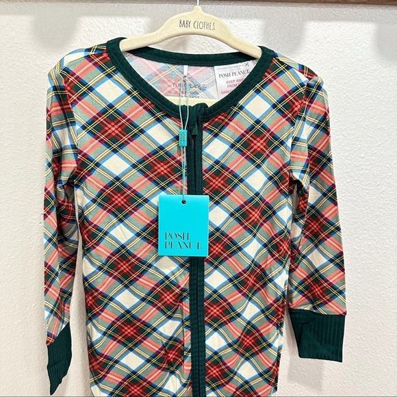 POSH PEANUT PP CHRISTMAS XMAS HOLIDAY PAJAMA FOOTIE MARQUI TARTAN PLAID 18-24M - Picture 1 of 6